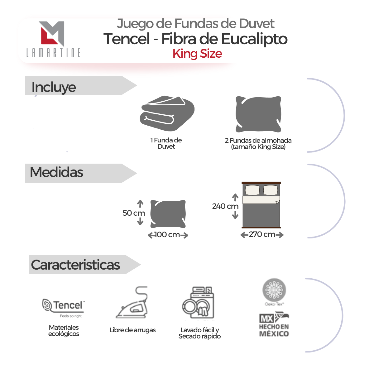 Juego de Fundas de Duvet Tencel - Fibra de Eucalipto Ultra-fresco y Ultra-suave - Tamaño y Color a Elegir