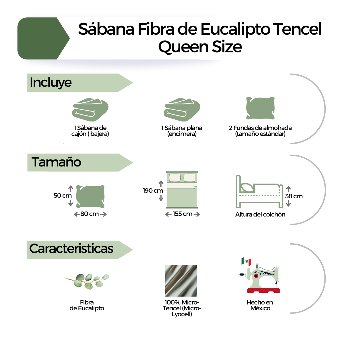 Juego de Sábanas Tencel - Fibra de Eucalipto Ultra-fresco y Ultra-suave - Tamaño y Color a Elegir