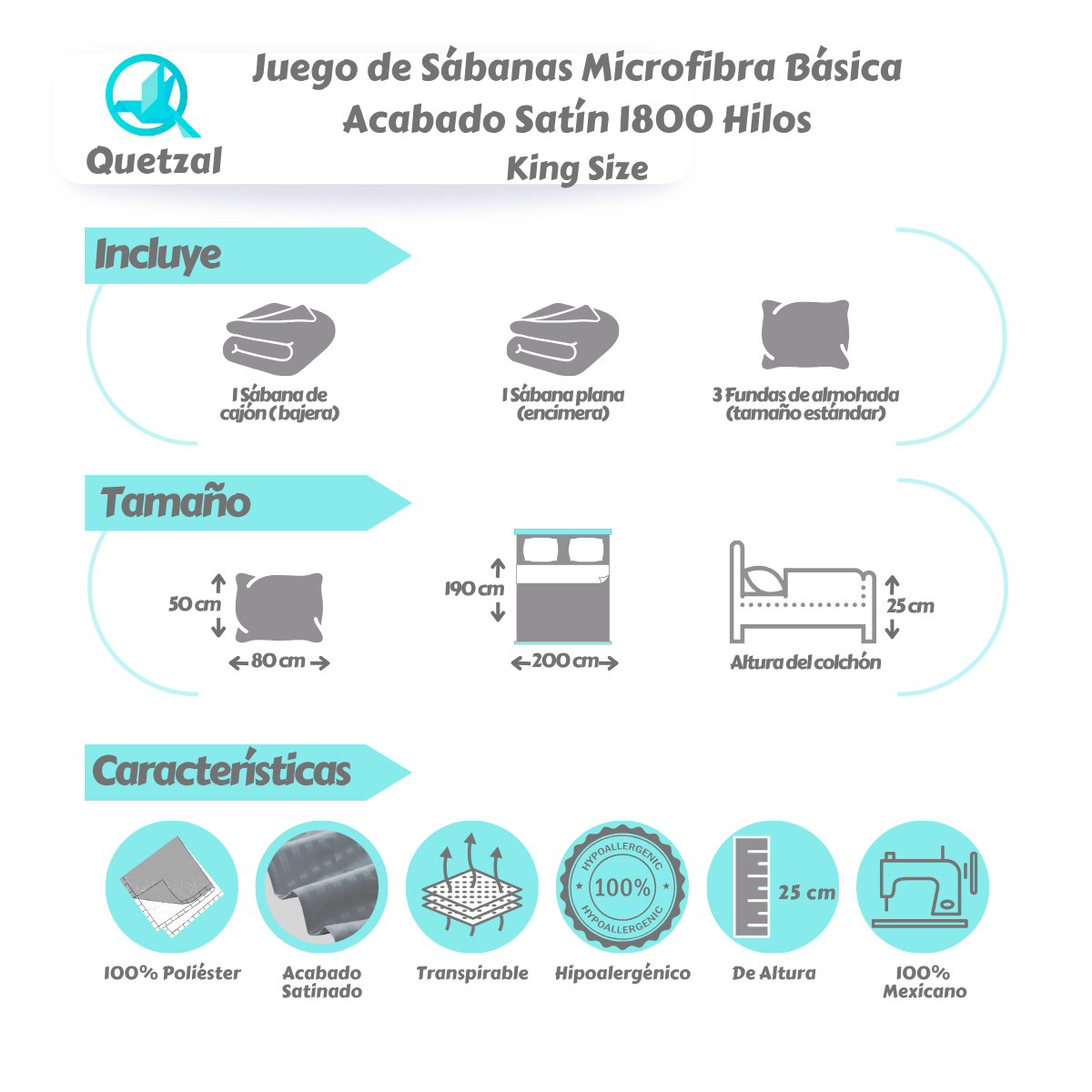 Juego de Sábanas Microfibra Suave Quetzal