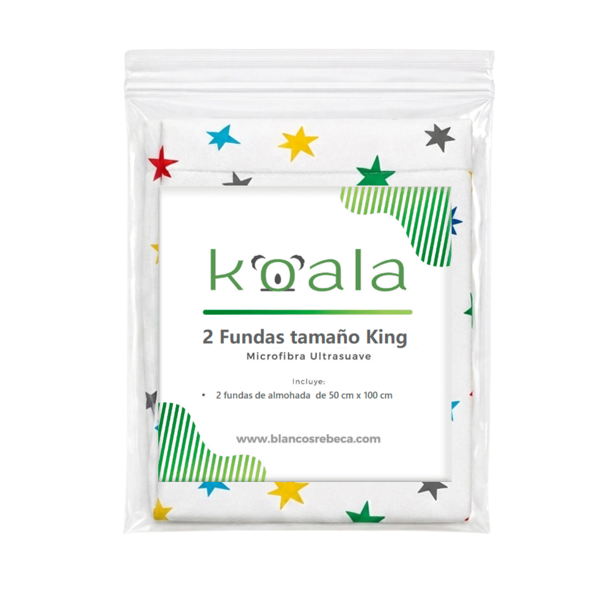 Par de Fundas de Almohada Koala Estampada -Color y tamaño a Elegir