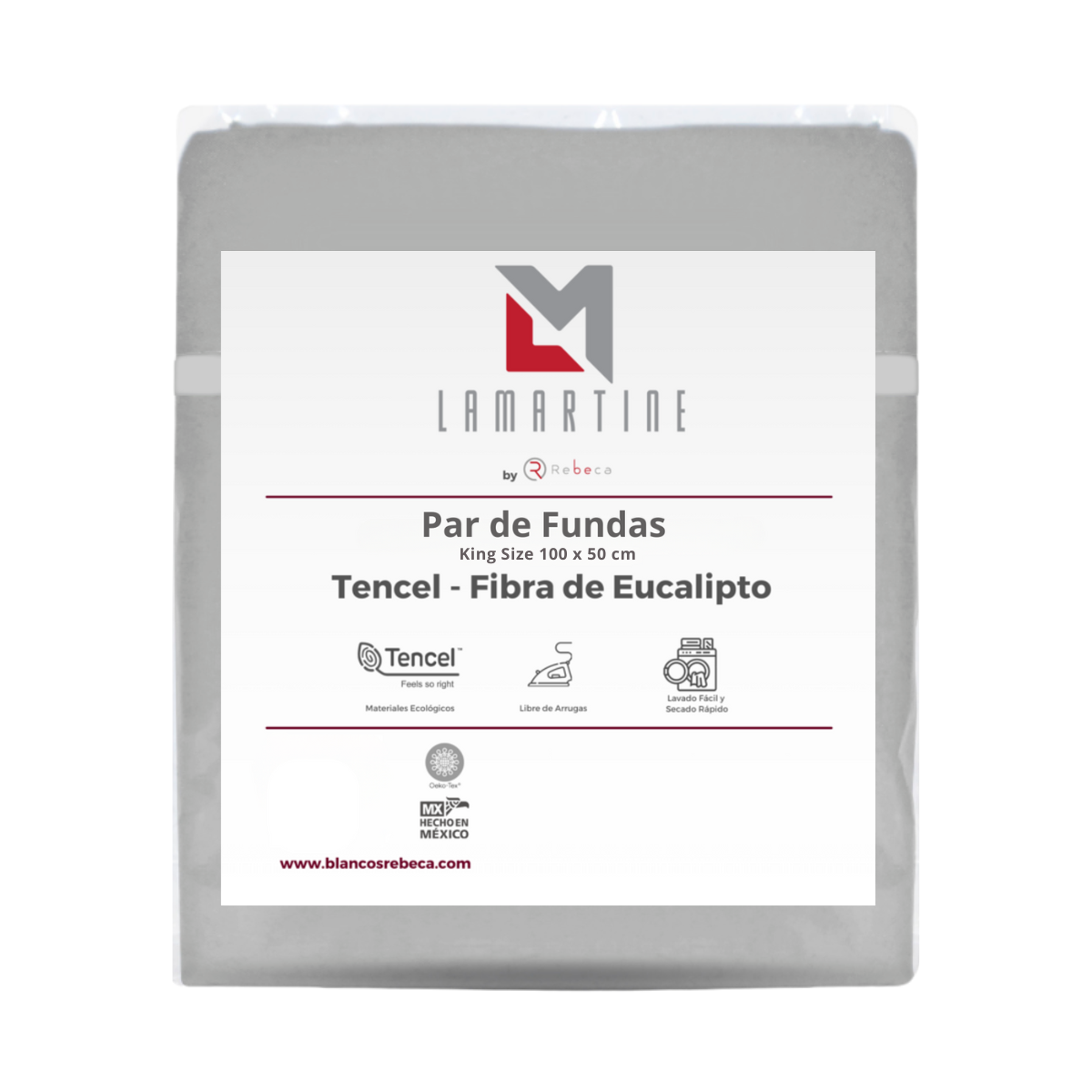 2 Fundas De Almohada Tencel - Eucalipto Premium -Tamaño a elegir