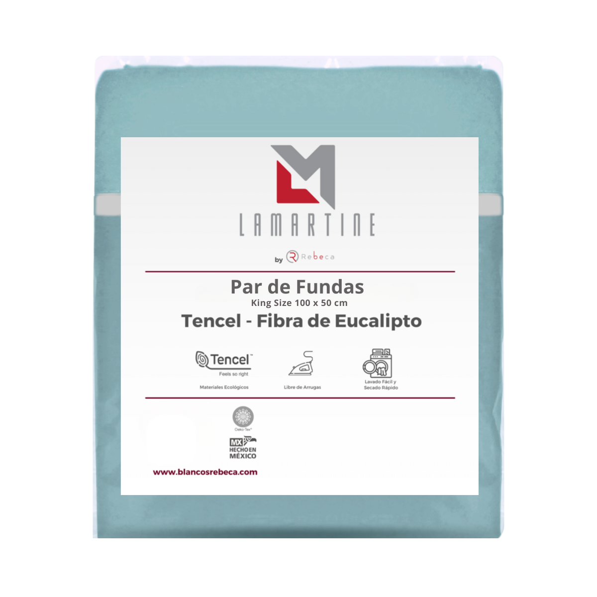 2 Fundas De Almohada Tencel - Eucalipto Premium -Tamaño a elegir