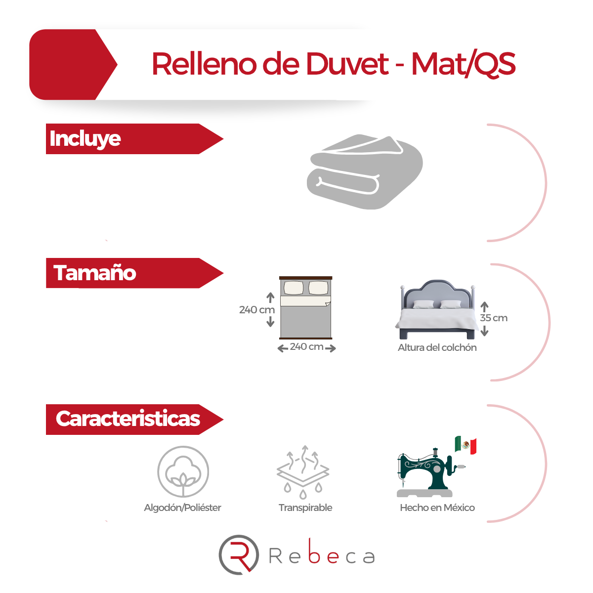 Relleno Duvet 4 Estaciones - Edredón Nórdico - Algodón - Rebeca - Tamaño a Elegir