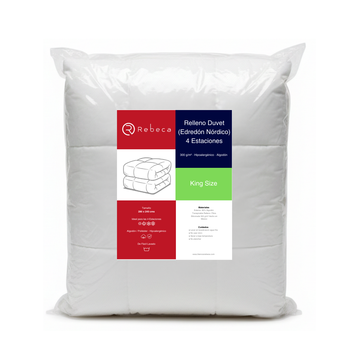 Relleno Duvet 4 Estaciones - Edredón Nórdico - Algodón - Rebeca - Tamaño a Elegir