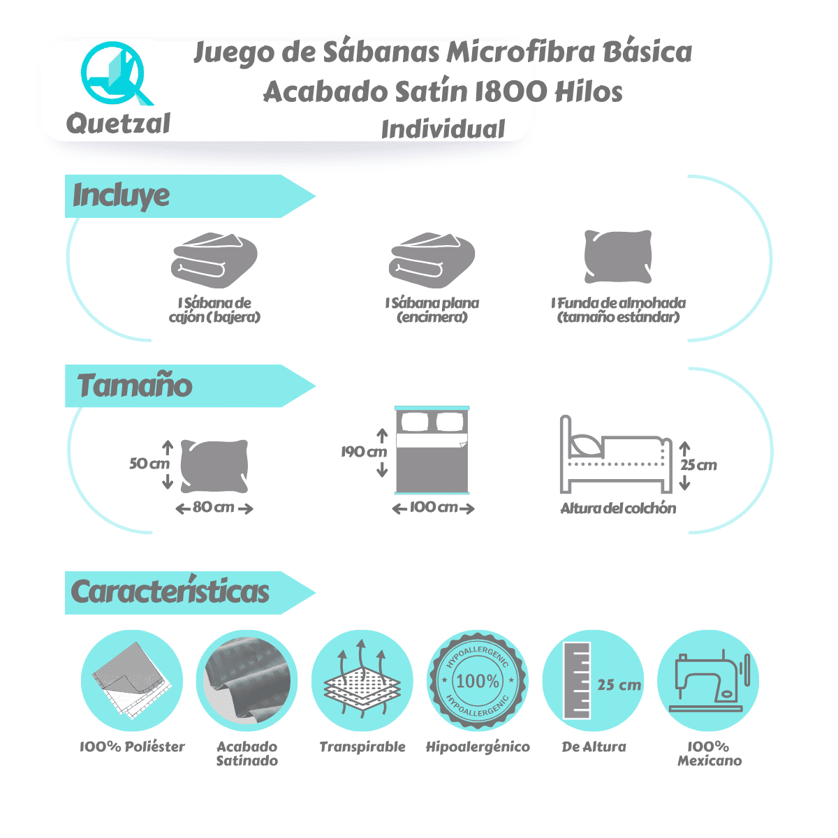 Juego de Sábanas Microfibra Suave Quetzal