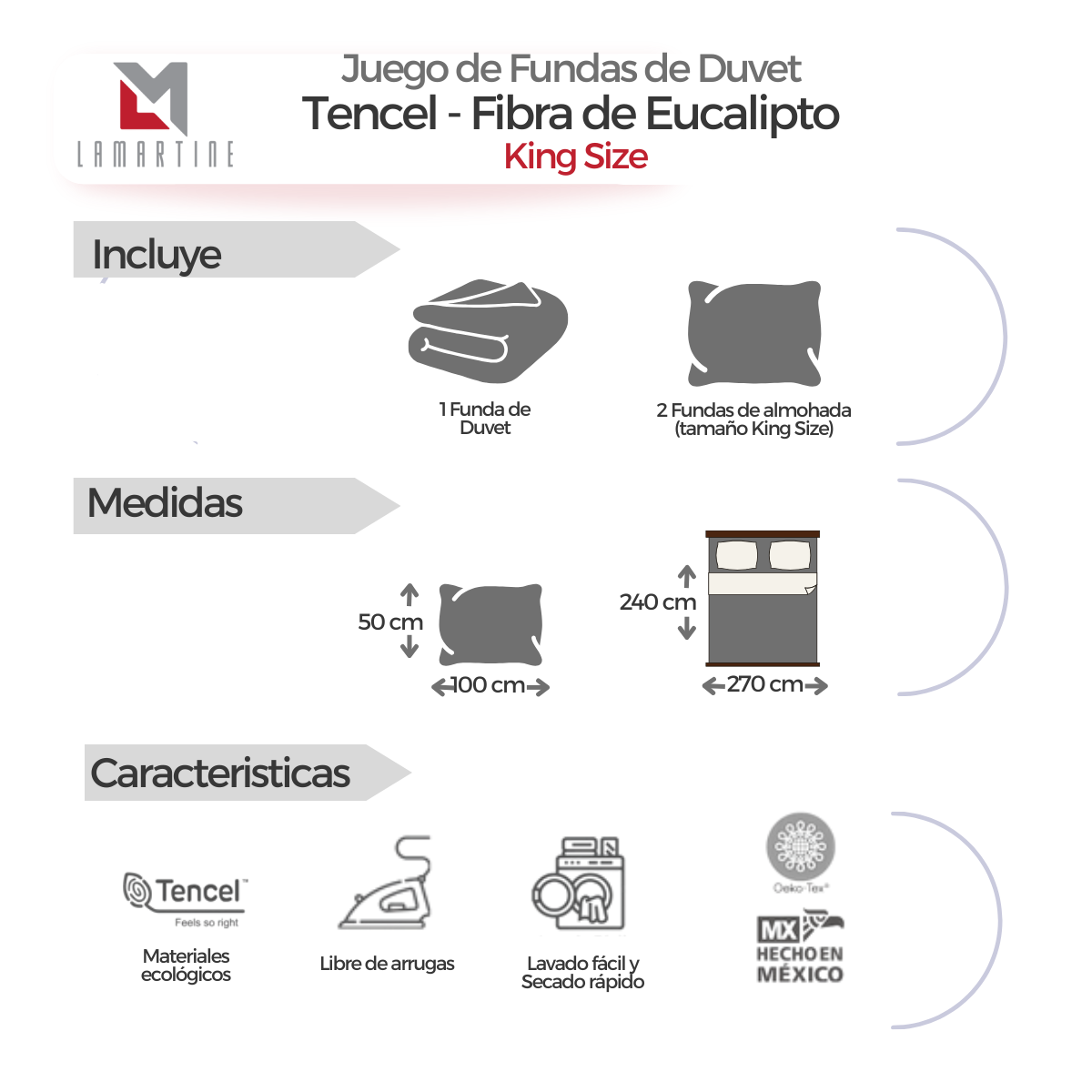 Juego de Fundas de Duvet Tencel - Fibra de Eucalipto Ultra-fresco y Ultra-suave - Tamaño y Color a Elegir