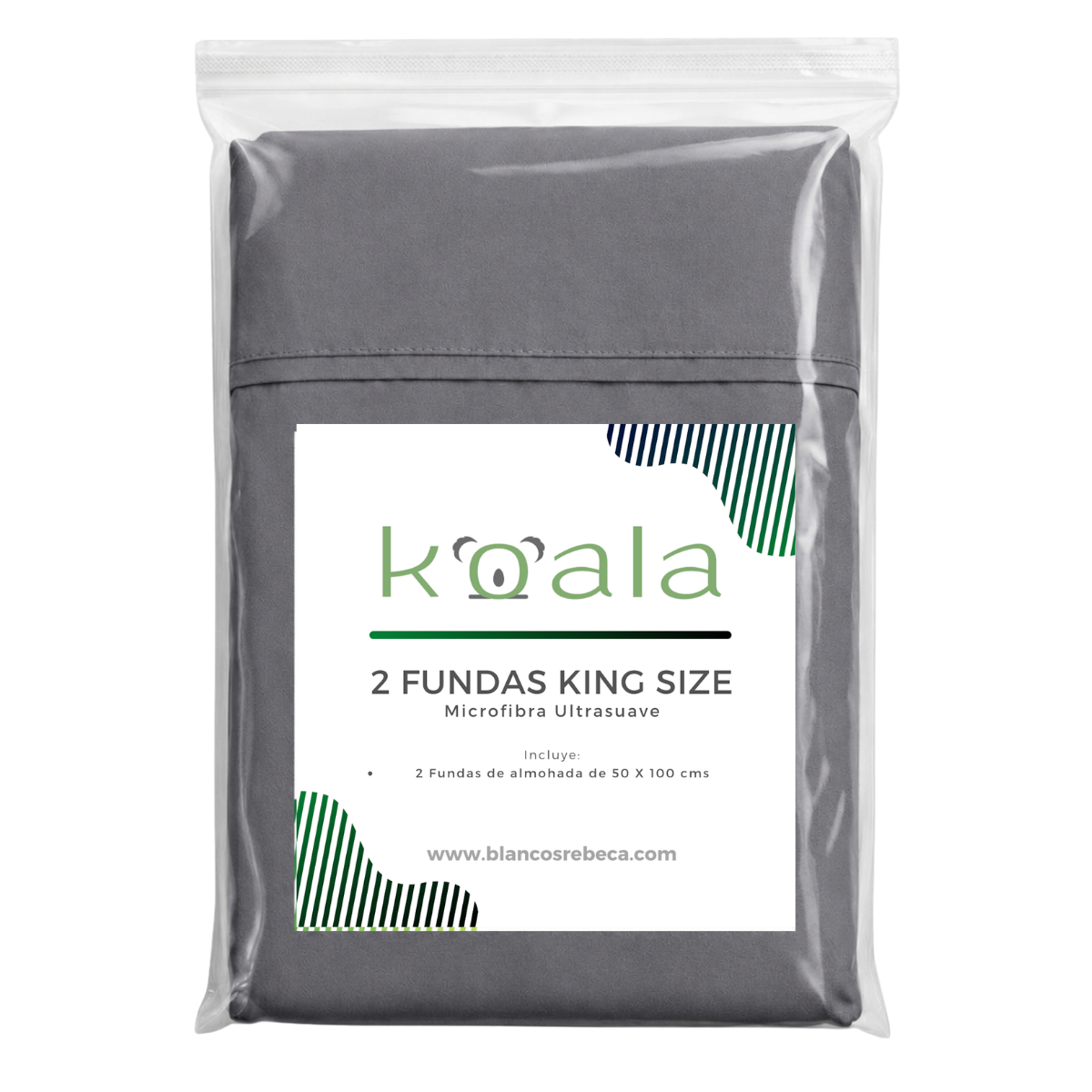 Par de Fundas de Almohada Koala Tamaño King Size -Color a Elegir