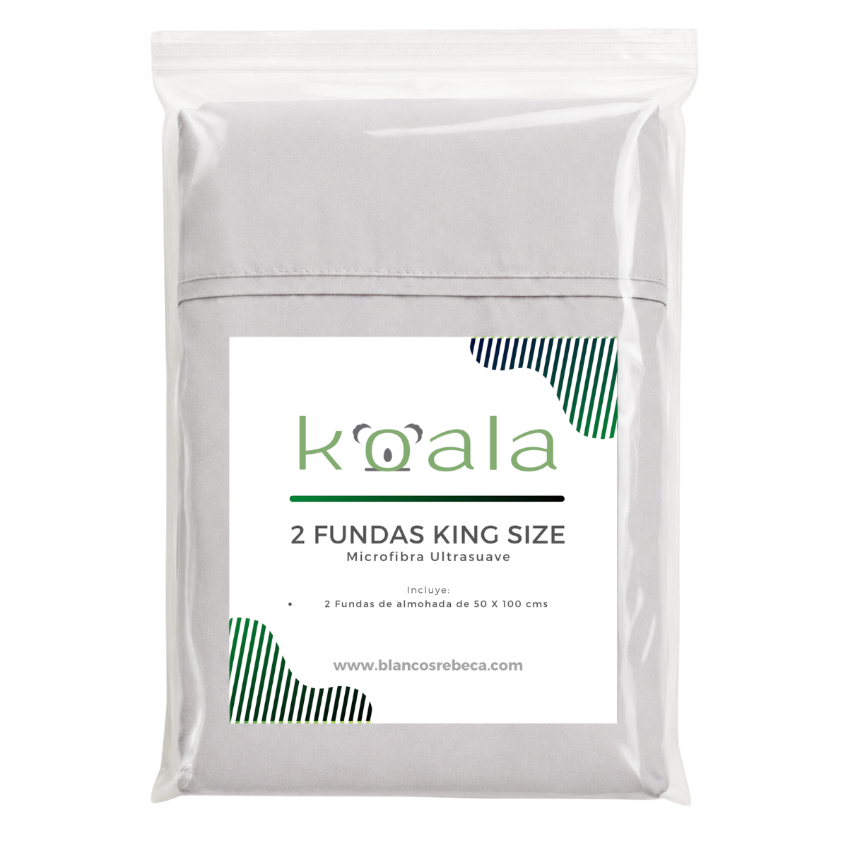 Par de Fundas de Almohada Koala Tamaño King Size -Color a Elegir