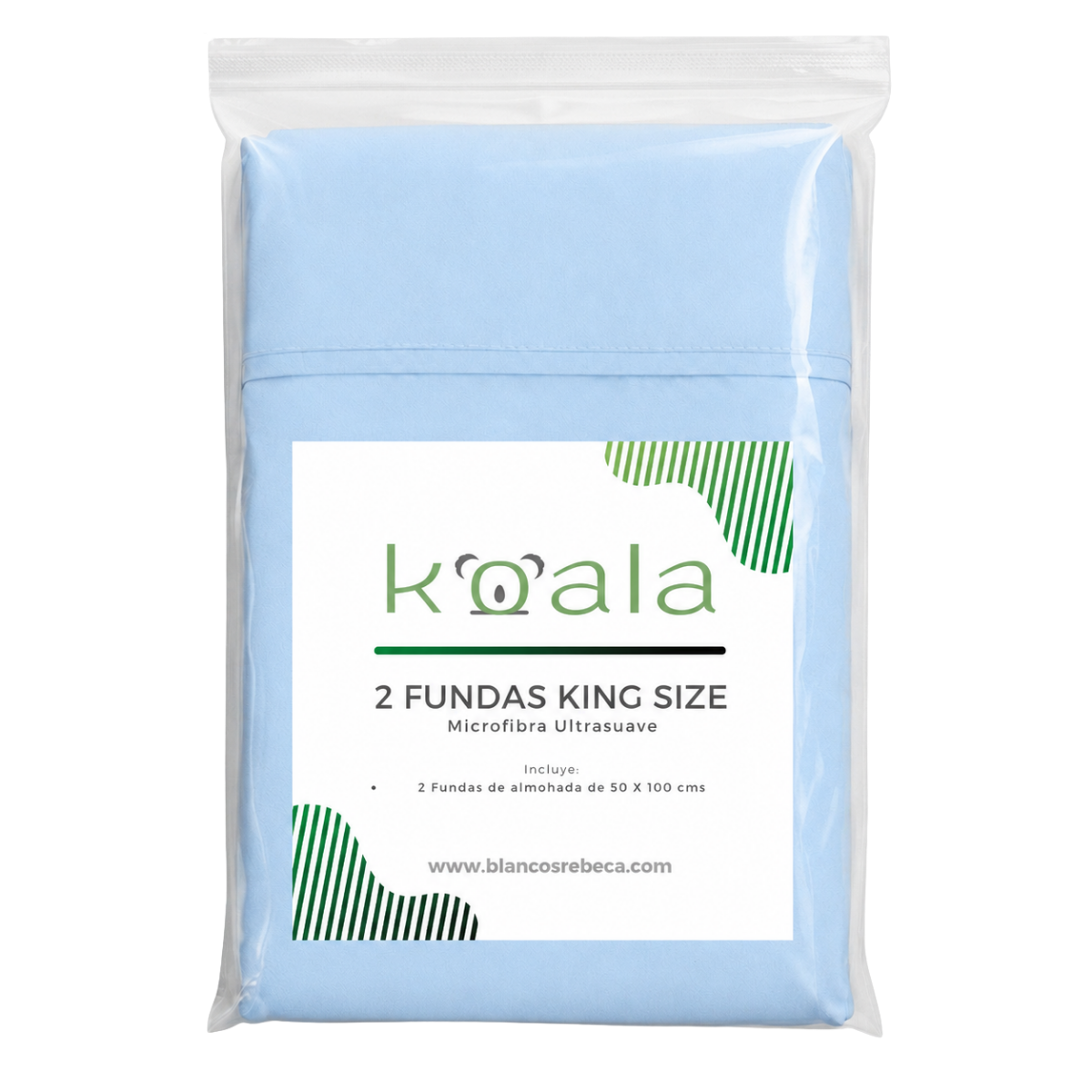 Par de Fundas de Almohada Koala Tamaño King Size -Color a Elegir