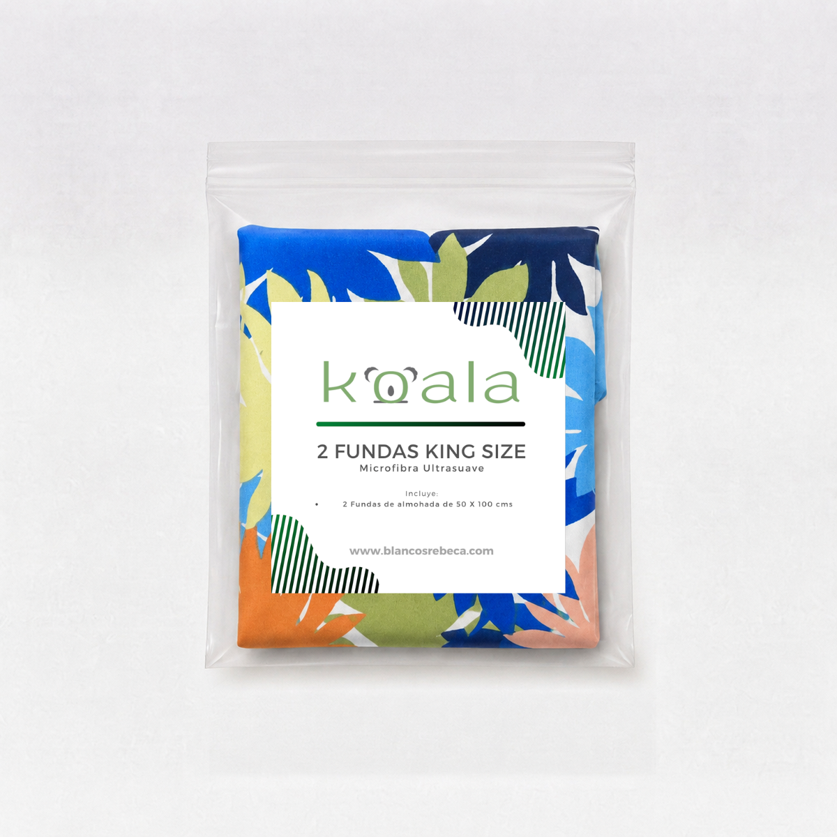 Par de Fundas de Almohada Koala Tamaño King Size Estampada -Color a Elegir