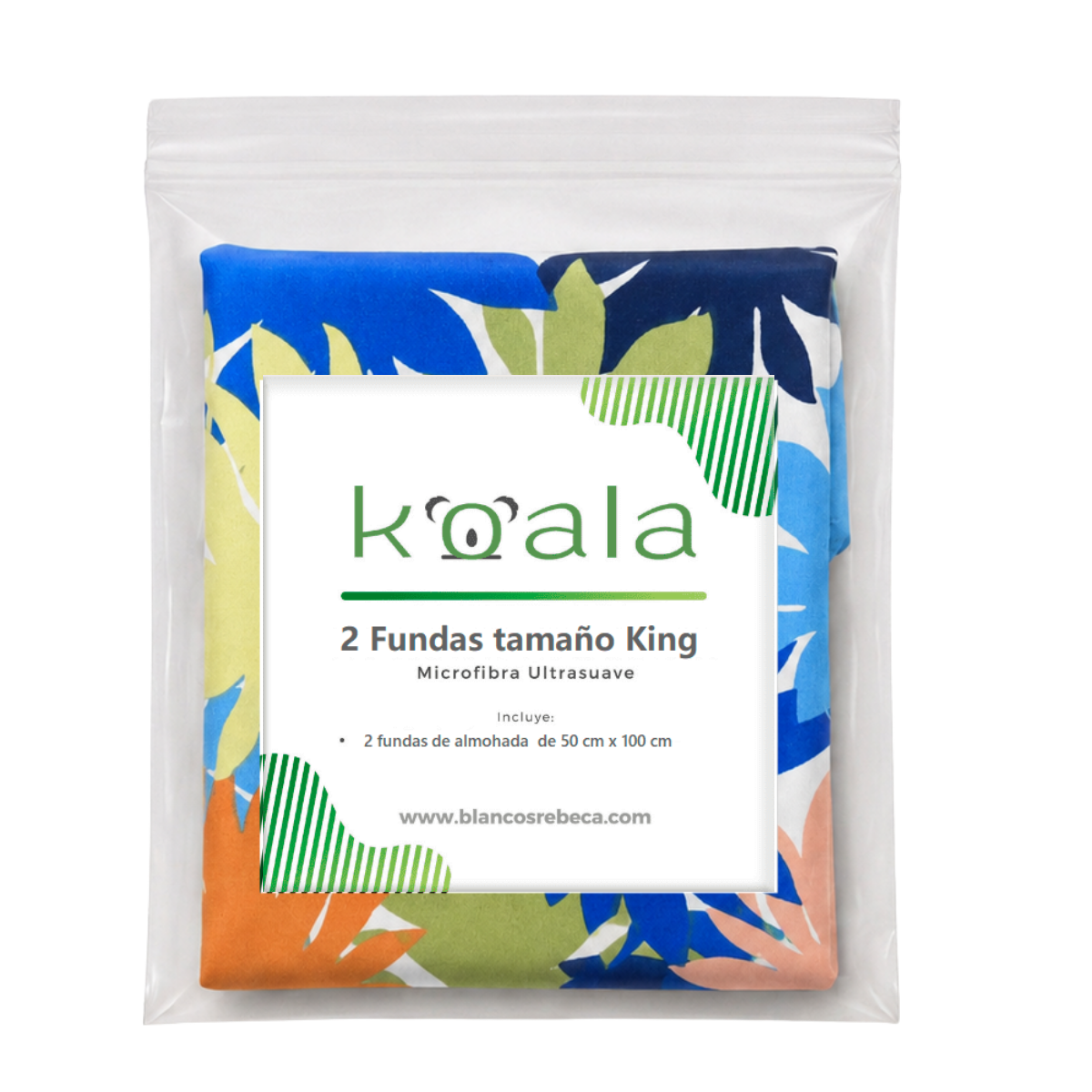 Par de Fundas de Almohada Koala Estampada -Color y tamaño a Elegir