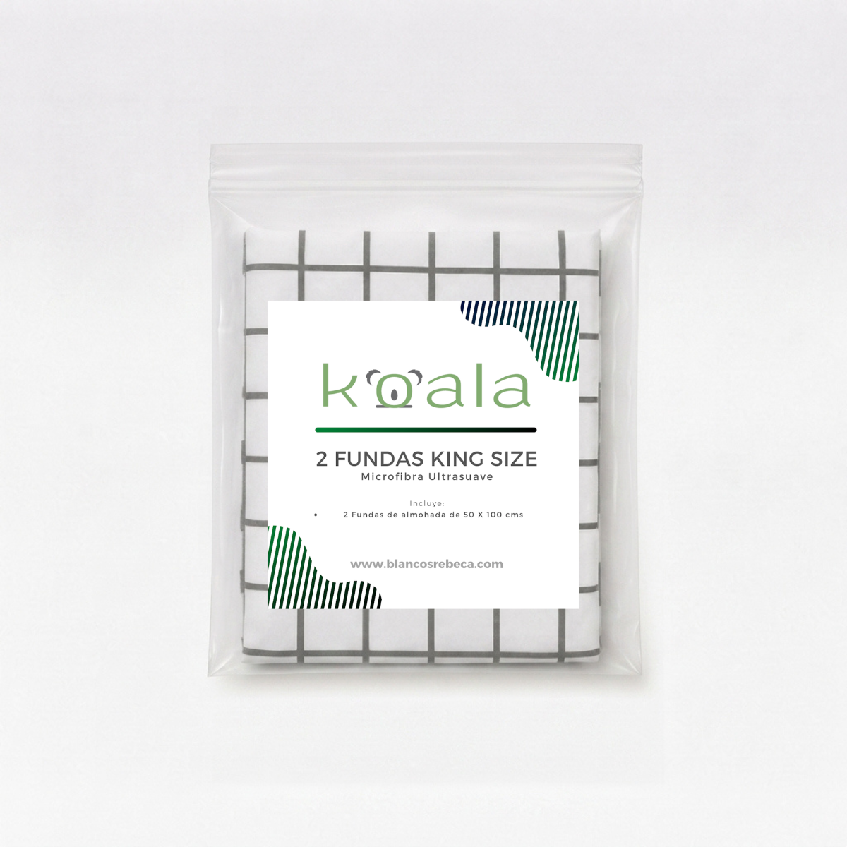 Par de Fundas de Almohada Koala Tamaño King Size Estampada -Color a Elegir