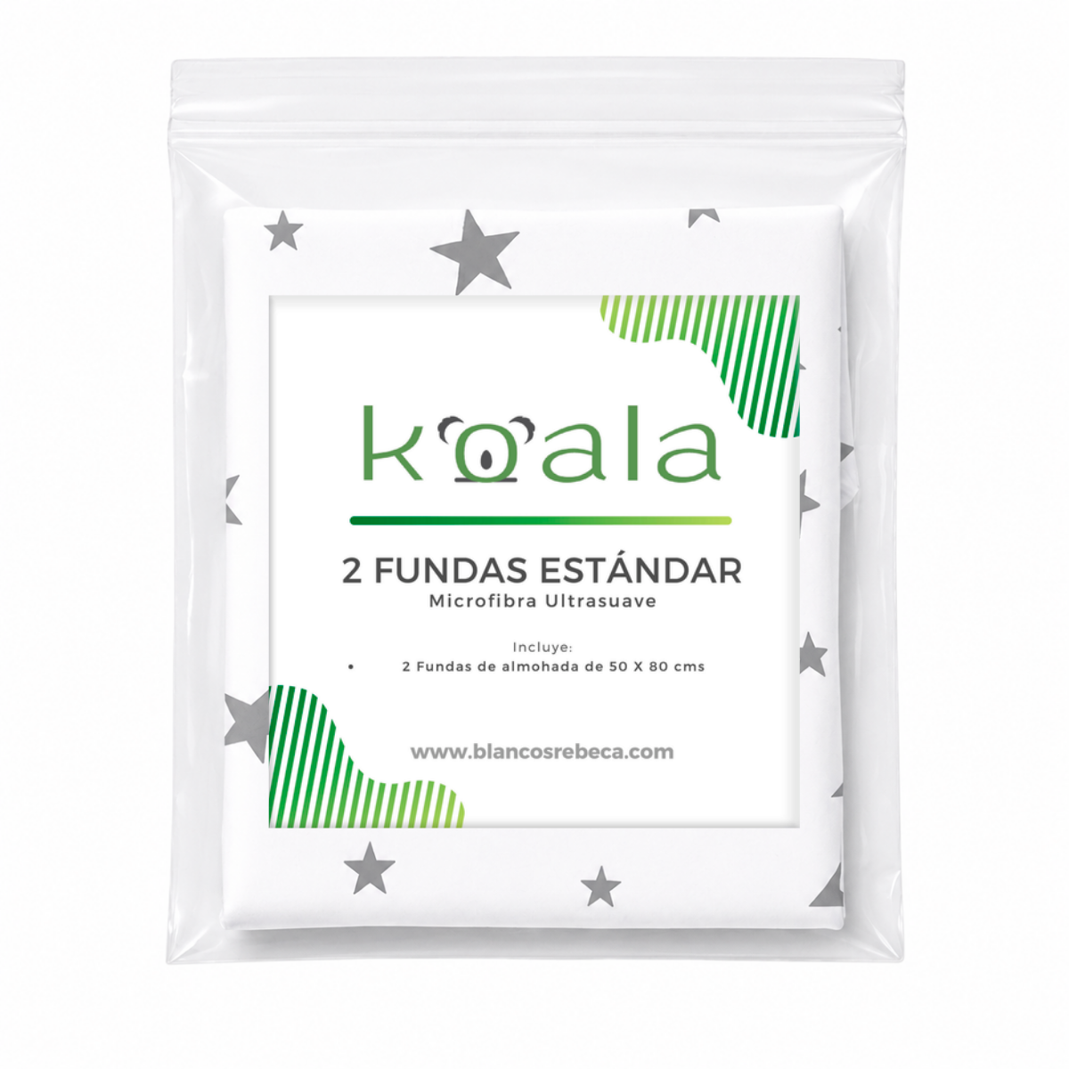 Par de Fundas de Almohada Koala Estampada -Color y tamaño a Elegir