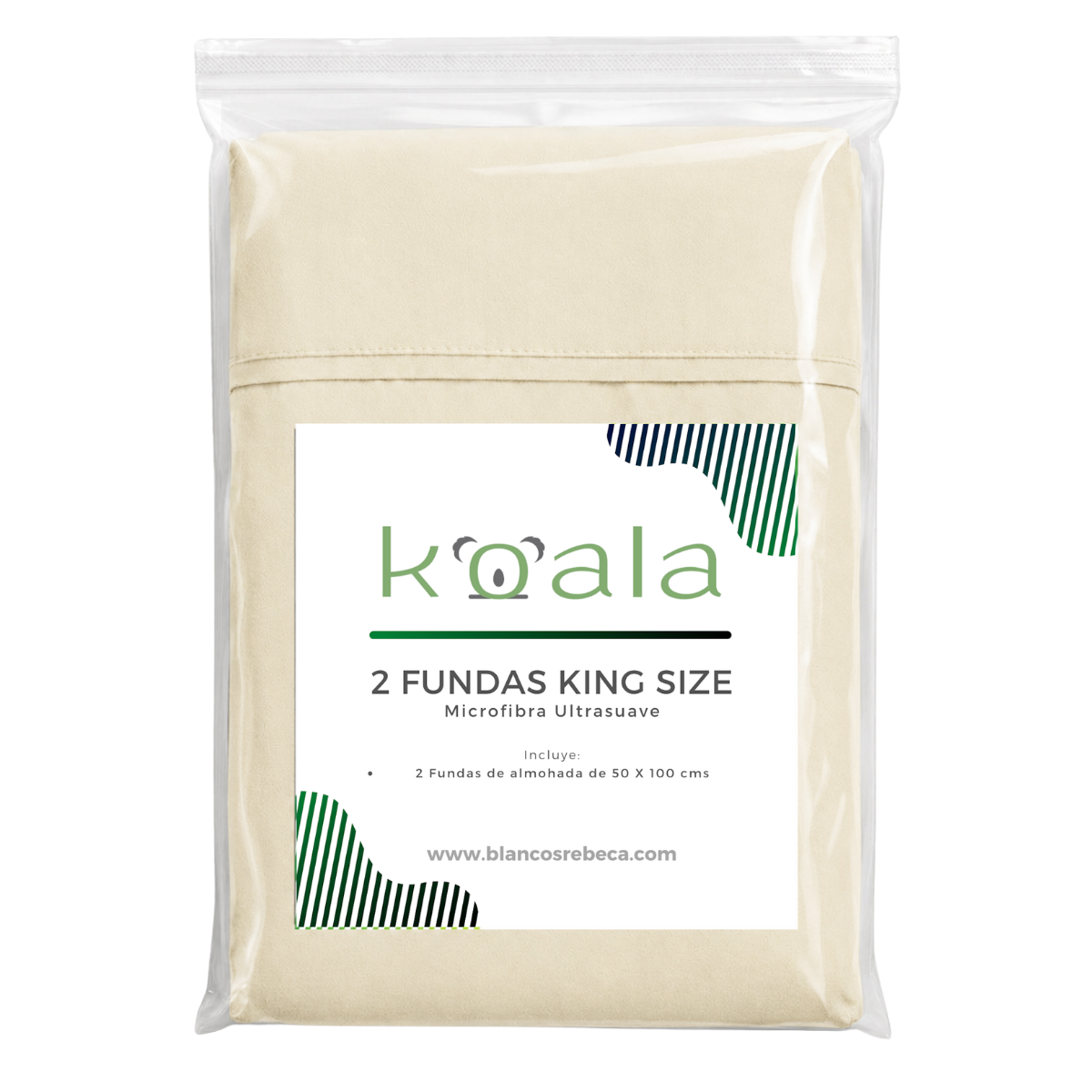 Par de Fundas de Almohada Koala Tamaño King Size -Color a Elegir
