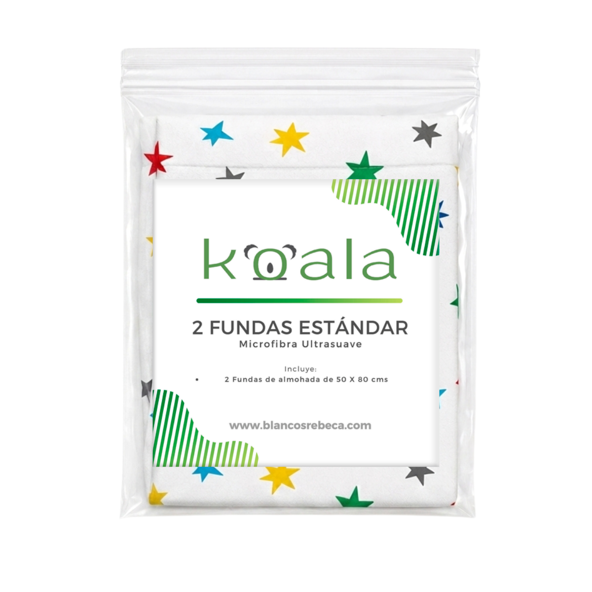Par de Fundas de Almohada Koala Estampada -Color y tamaño a Elegir
