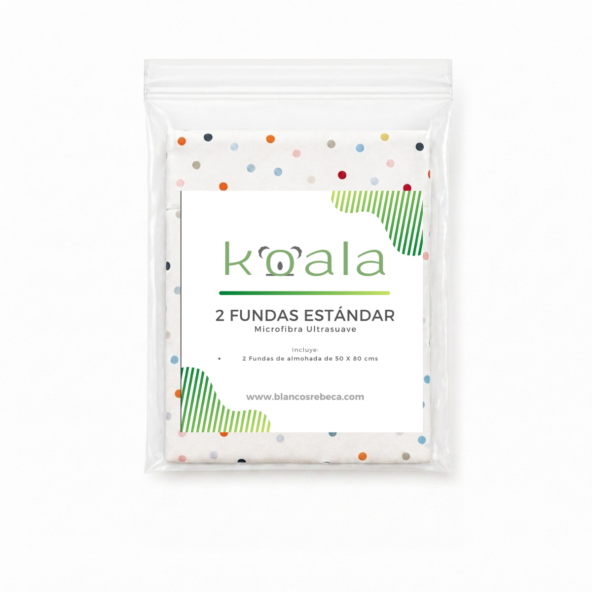 Par de Fundas de Almohada Koala Tamaño Estándar Estampada -Color a Elegir