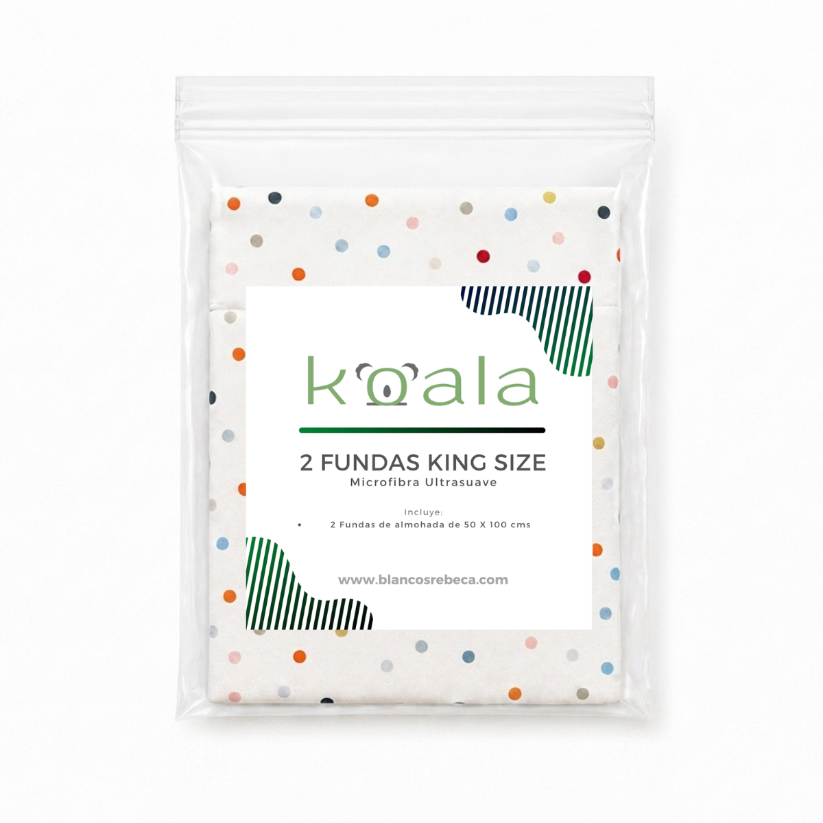 Par de Fundas de Almohada Koala Tamaño King Size Estampada -Color a Elegir
