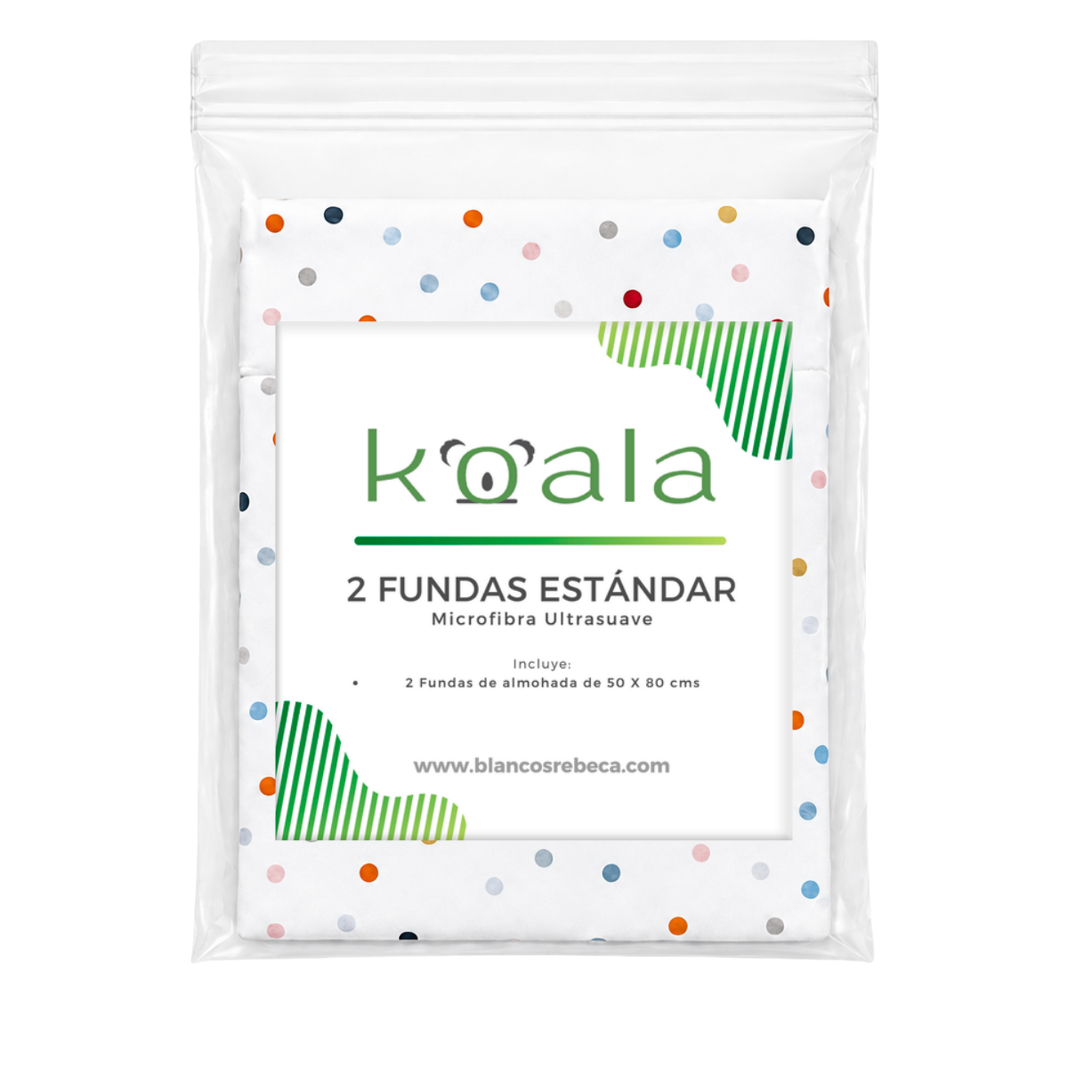 Par de Fundas de Almohada Koala Estampada -Color y tamaño a Elegir
