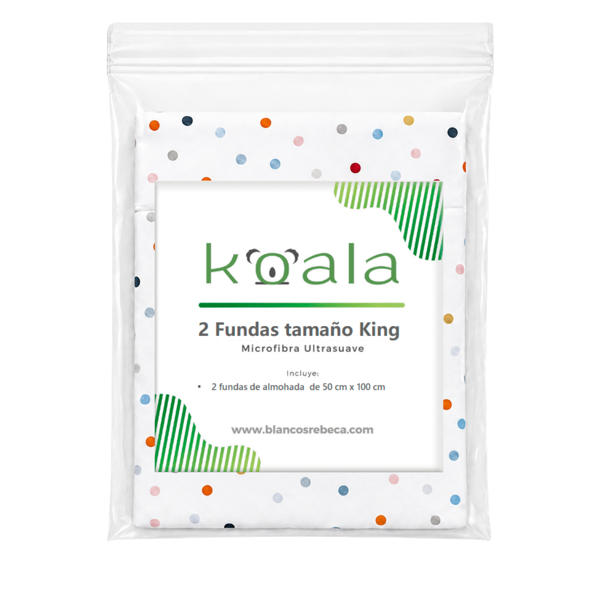 Par de Fundas de Almohada Koala Estampada -Color y tamaño a Elegir