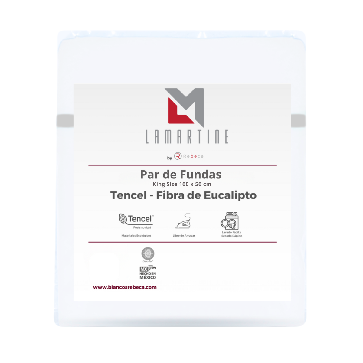 2 Fundas De Almohada Tencel - Eucalipto Premium -Tamaño a elegir