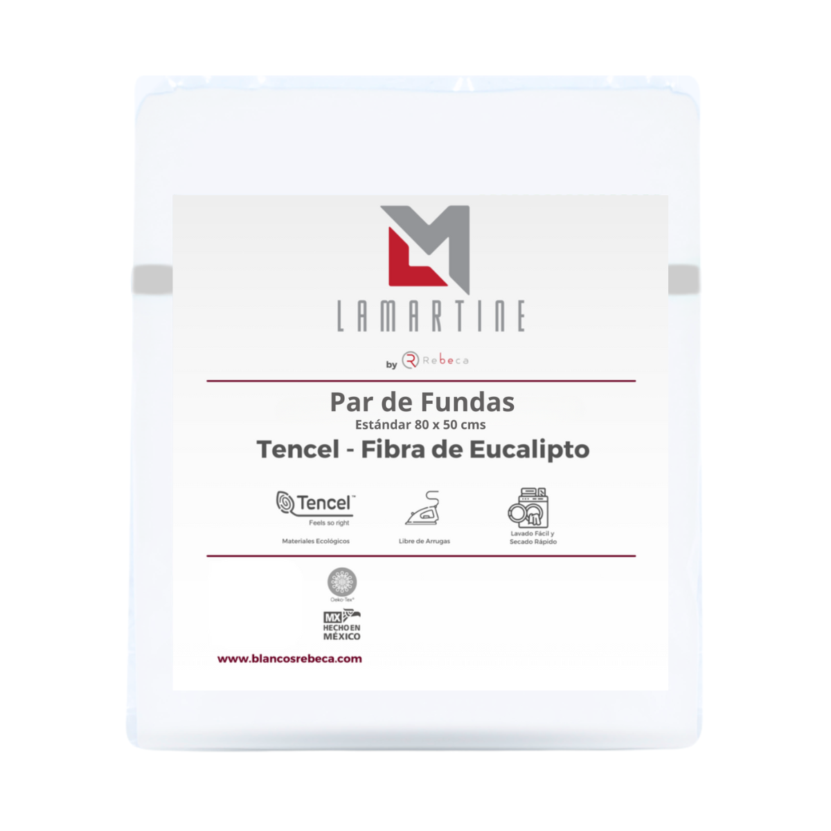 2 Fundas De Almohada Tencel - Eucalipto Premium -Tamaño a elegir