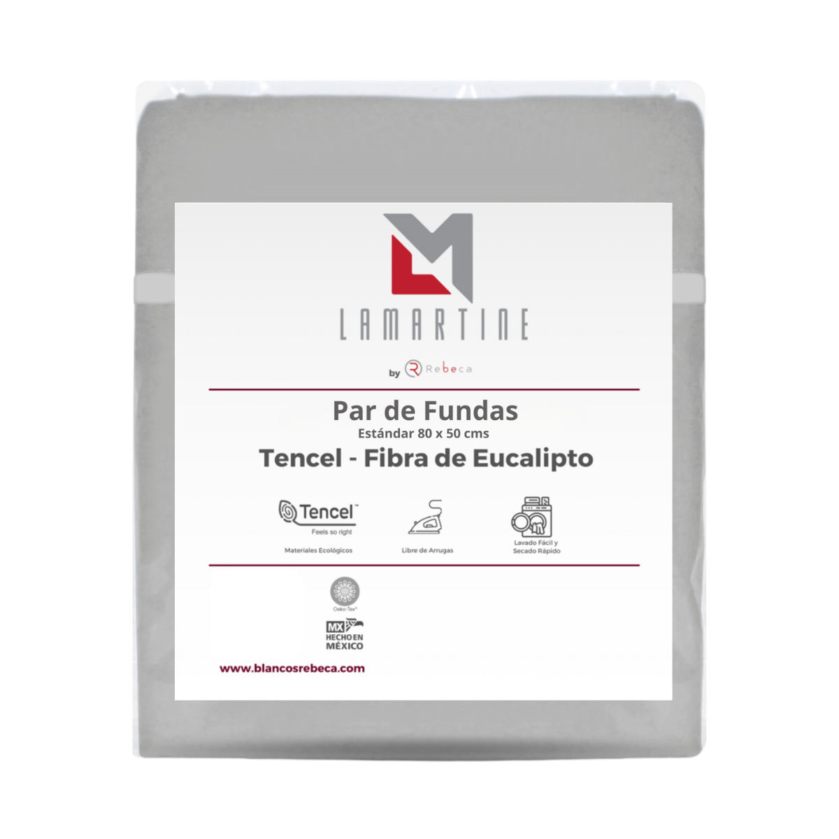 2 Fundas De Almohada Tencel - Eucalipto Premium -Tamaño a elegir