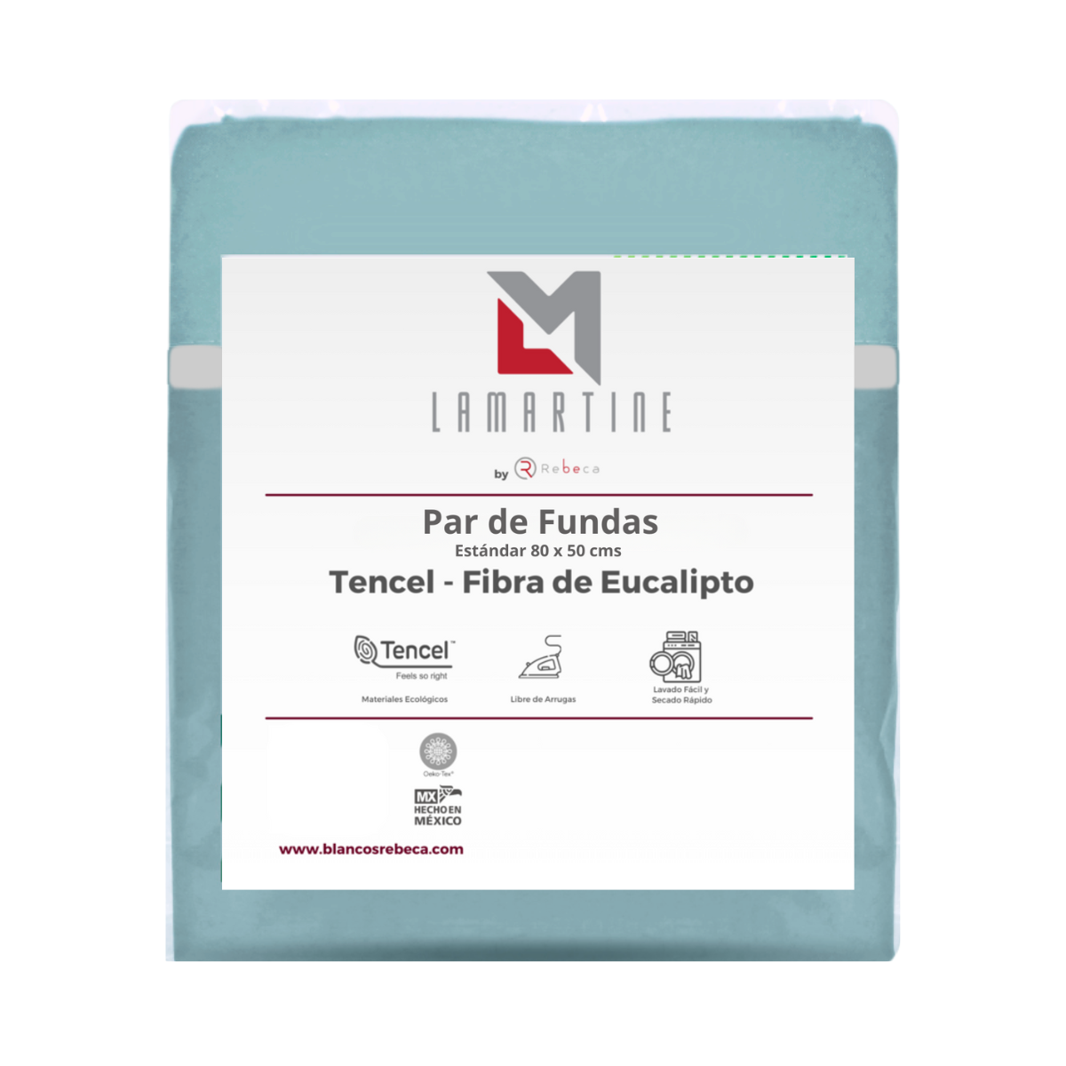 2 Fundas De Almohada Tencel - Eucalipto Premium -Tamaño a elegir