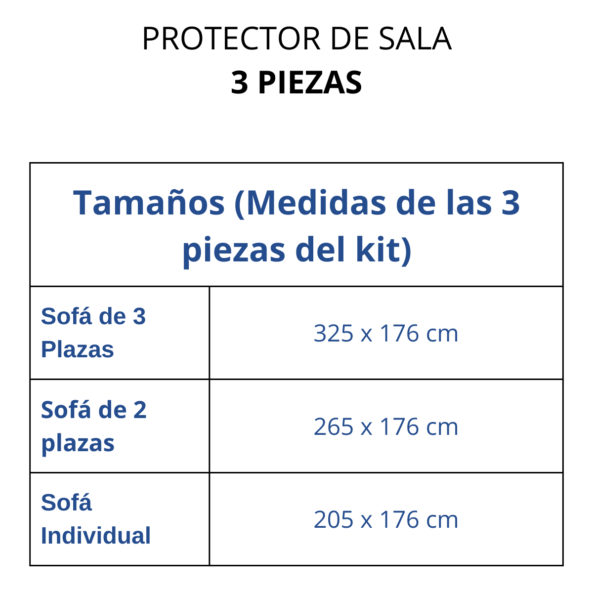 Juego de Protector de Sala de 3 Piezas - 2 Vistas - Color a elegir