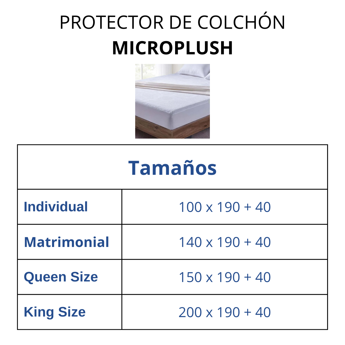 Protector de Colchón Impermeable Microplush - Tamaño a Elegir