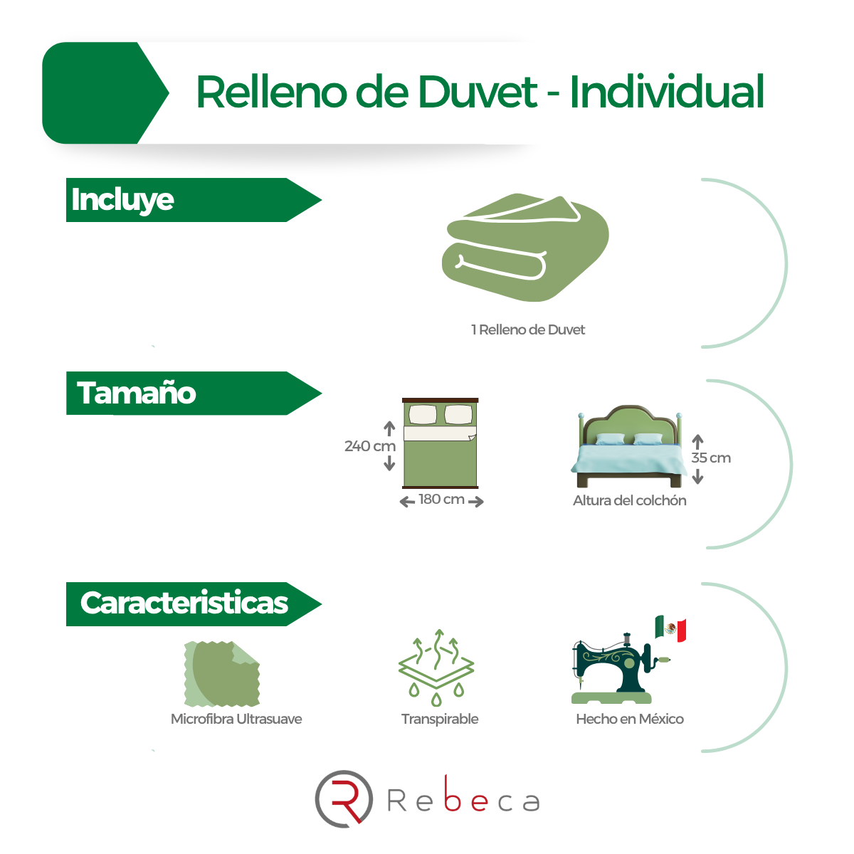 Relleno Duvet 4 Estaciones - Edredón Nórdico - Microfibra - Rebeca - Tamaño a Elegir