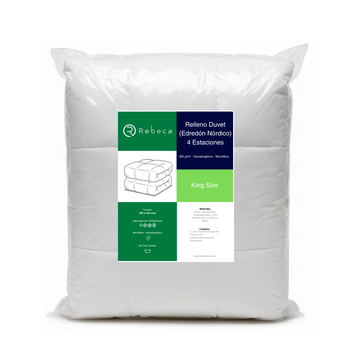 Relleno Duvet 4 Estaciones - Edredón Nórdico - Microfibra - Rebeca - Tamaño a Elegir