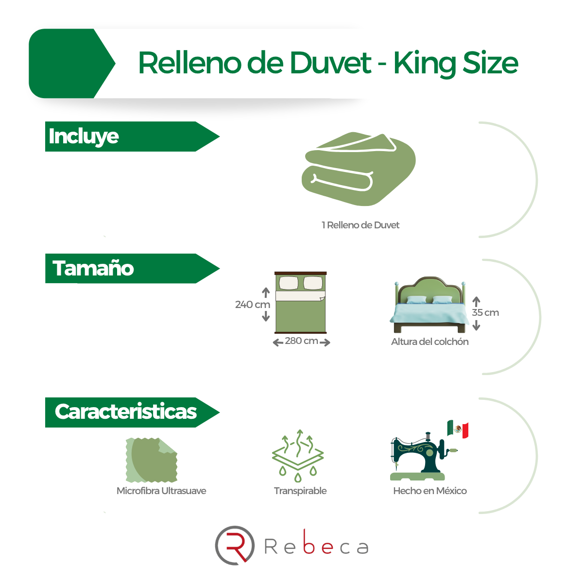 Relleno Duvet 4 Estaciones - Edredón Nórdico - Microfibra - Rebeca - Tamaño a Elegir