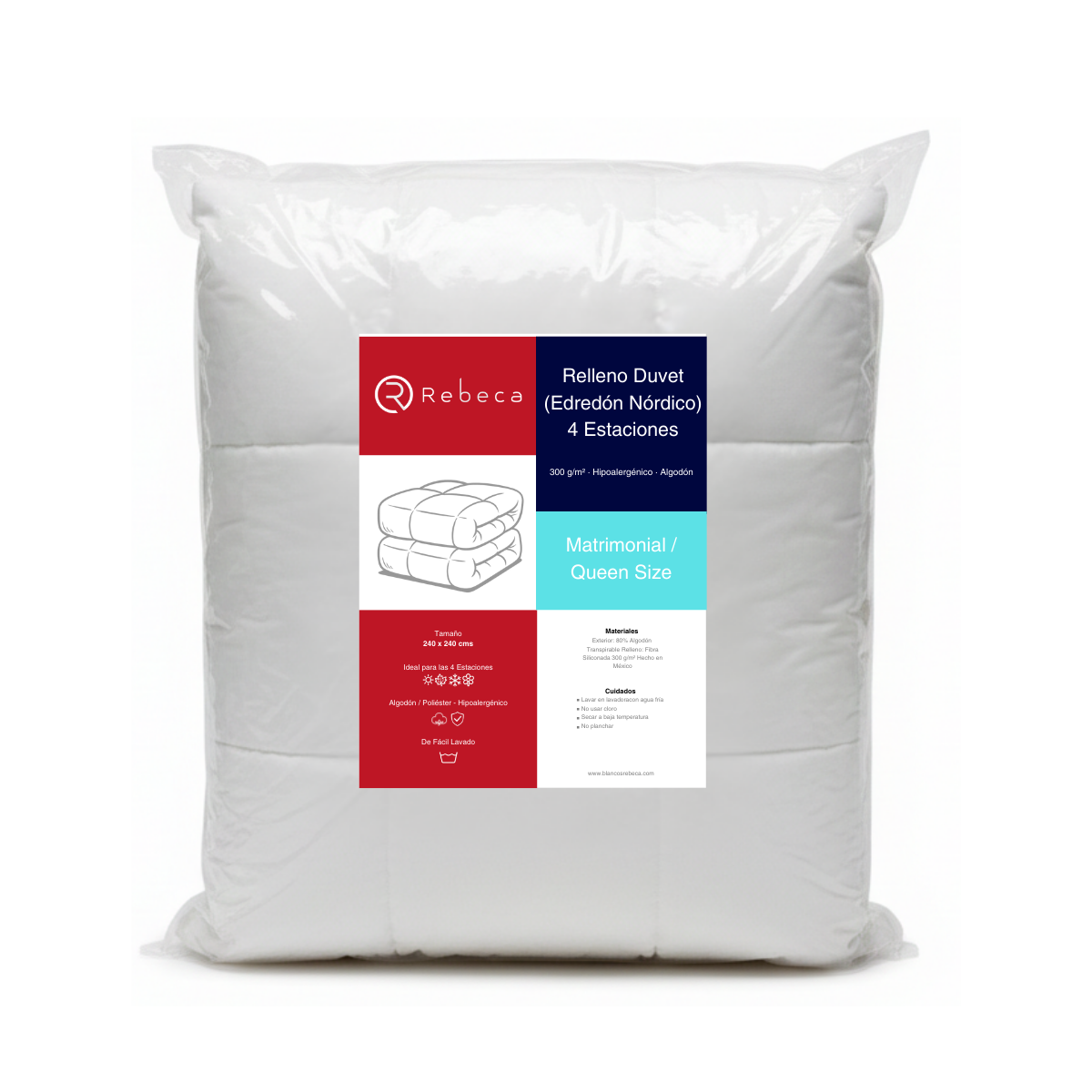 Relleno Duvet 4 Estaciones - Edredón Nórdico - Algodón - Rebeca - Tamaño a Elegir