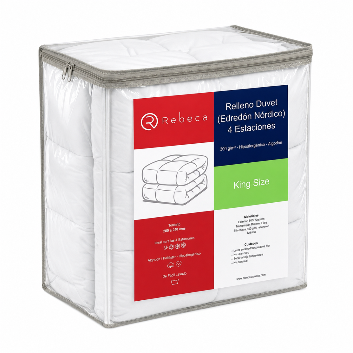Relleno Duvet 4 Estaciones - Edredón Nórdico - Algodón - Rebeca - Tamaño a Elegir