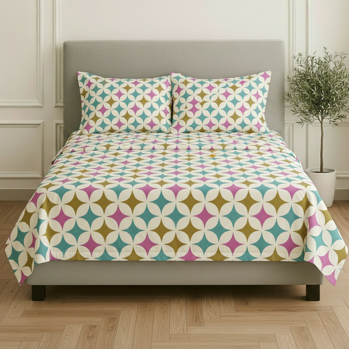 Juego de Sábanas Básica Algodón Percal 200 Estampado -Tamaño y color a elegir