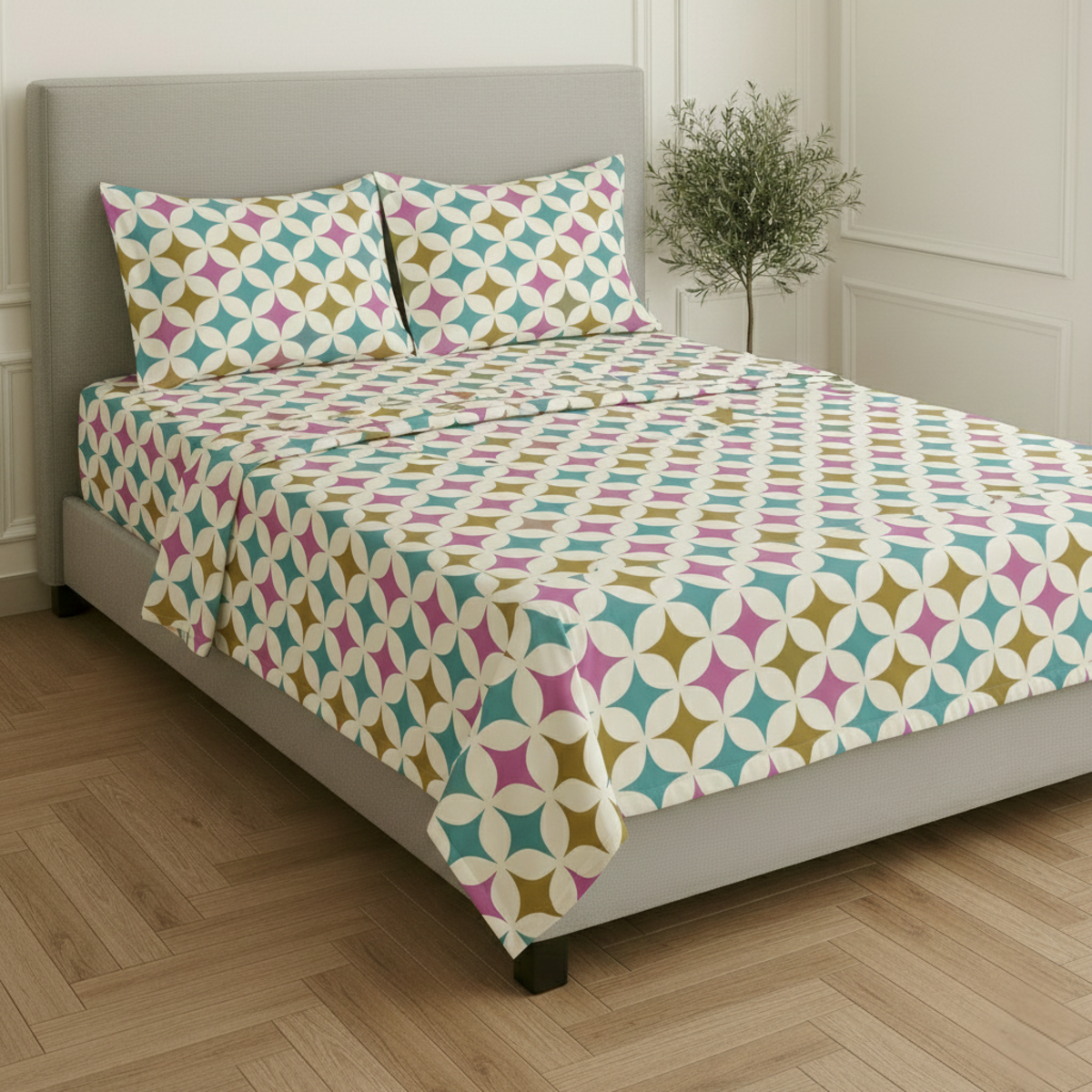 Juego de Sábanas Básica Algodón Percal 200 Estampado -Tamaño y color a elegir