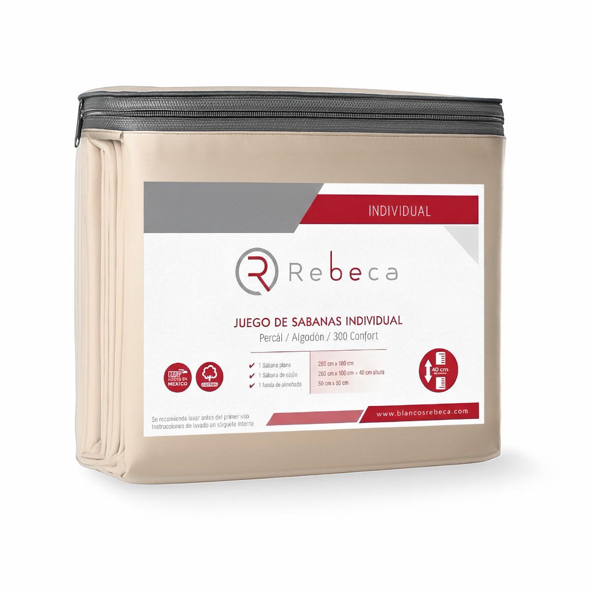 Sábana Algodón Confort 300 Rebeca- Elegir Tamaño y Color