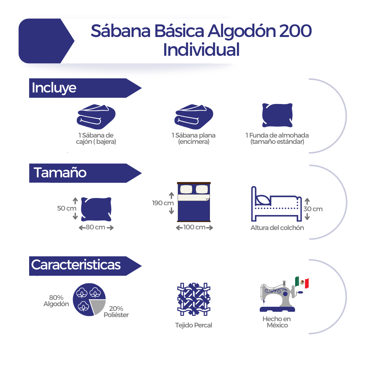 Juego de Sábanas Básica Algodón Percal 200 Estampado -Tamaño y color a elegir