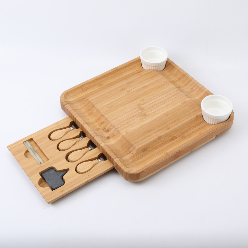 YANs Tabla de cortar de bambú con recipientes para una fácil preparación de  comidas, juego de tablas de cortar extra grandes que ahorran espacio con